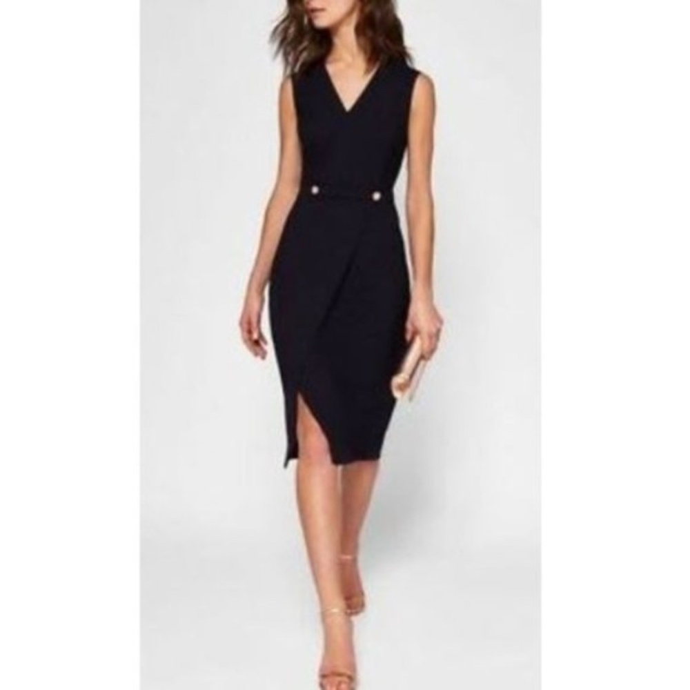 Ted Baker size 4 (US 12) Navy Faux Wrap Dress